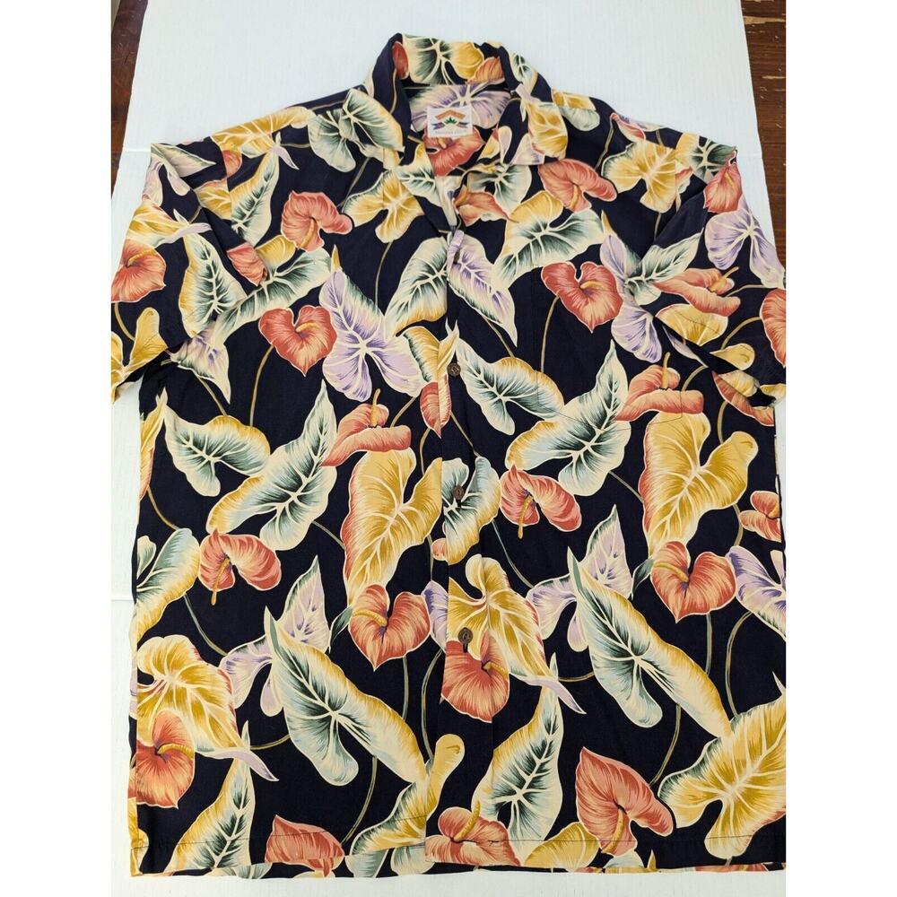 Pineapple Juice Hawaiian Classic Shirt Mens Size Floral Tropical Rayon USA